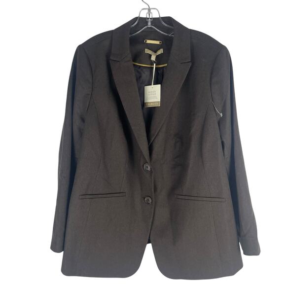 Talbots Luxe Wool Blend Blazer Jacket 2 Buttons Dark Brown Size 18WP - Picture 1 of 8